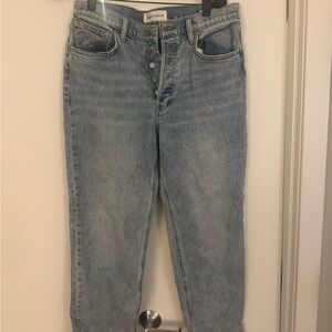 Aritzia Denim Forum Arlo High Rise Light Blue Straight Leg Jeans
